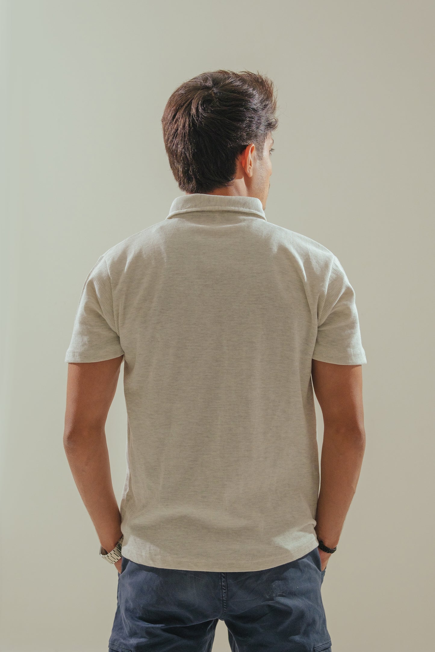 Knitted Polo – Ash White