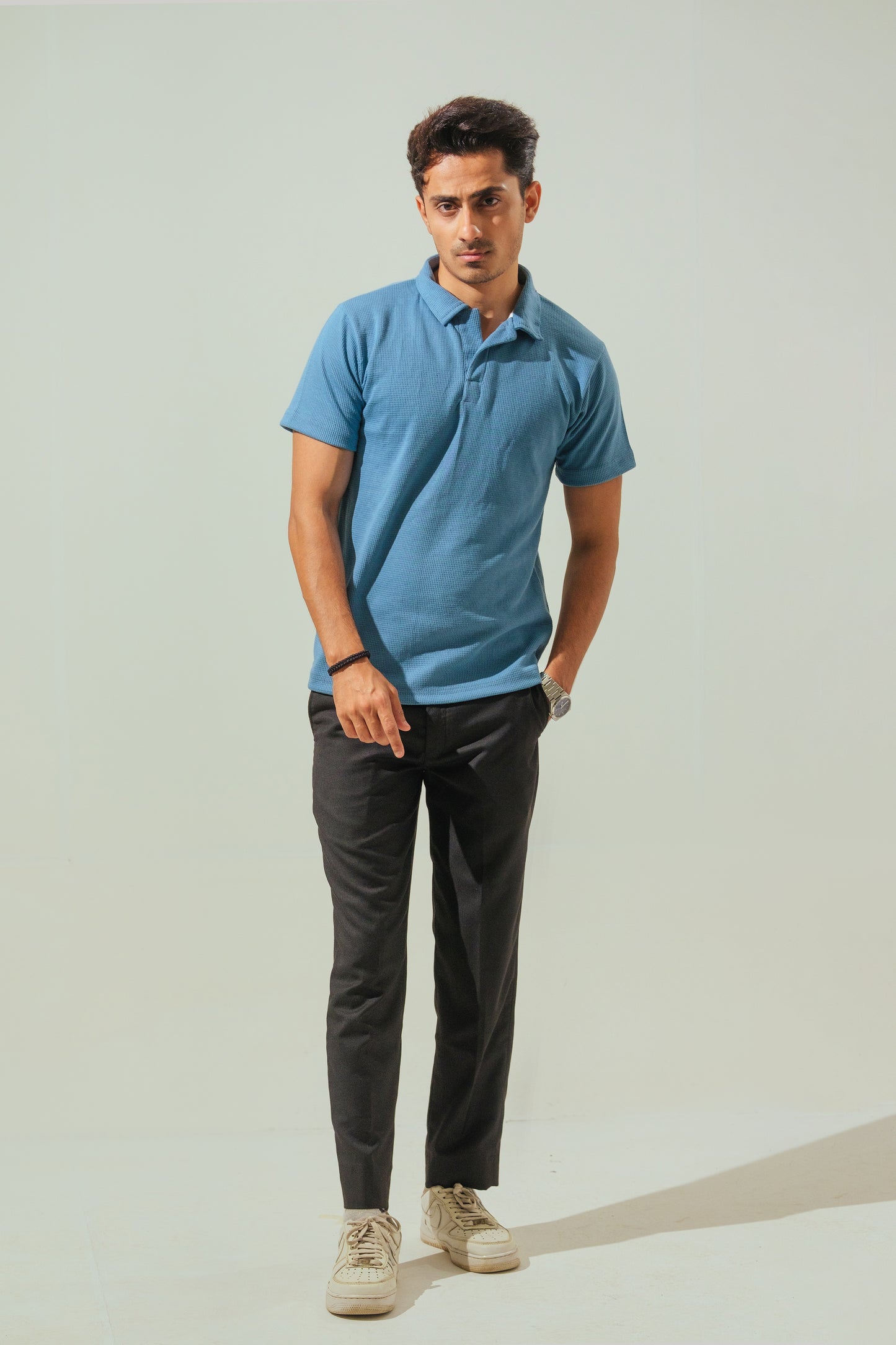 Knitted Polo – Denim Blue