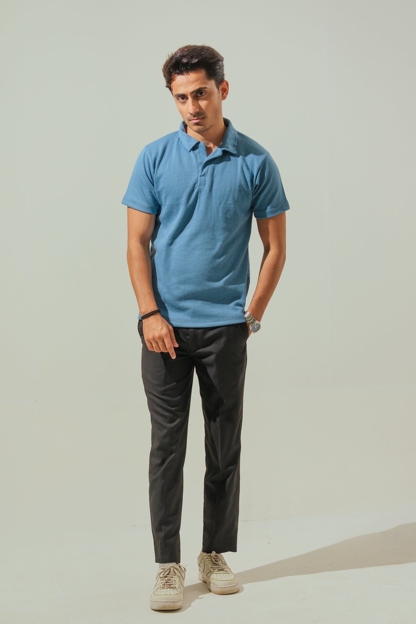 Knitted Polo – Denim Blue