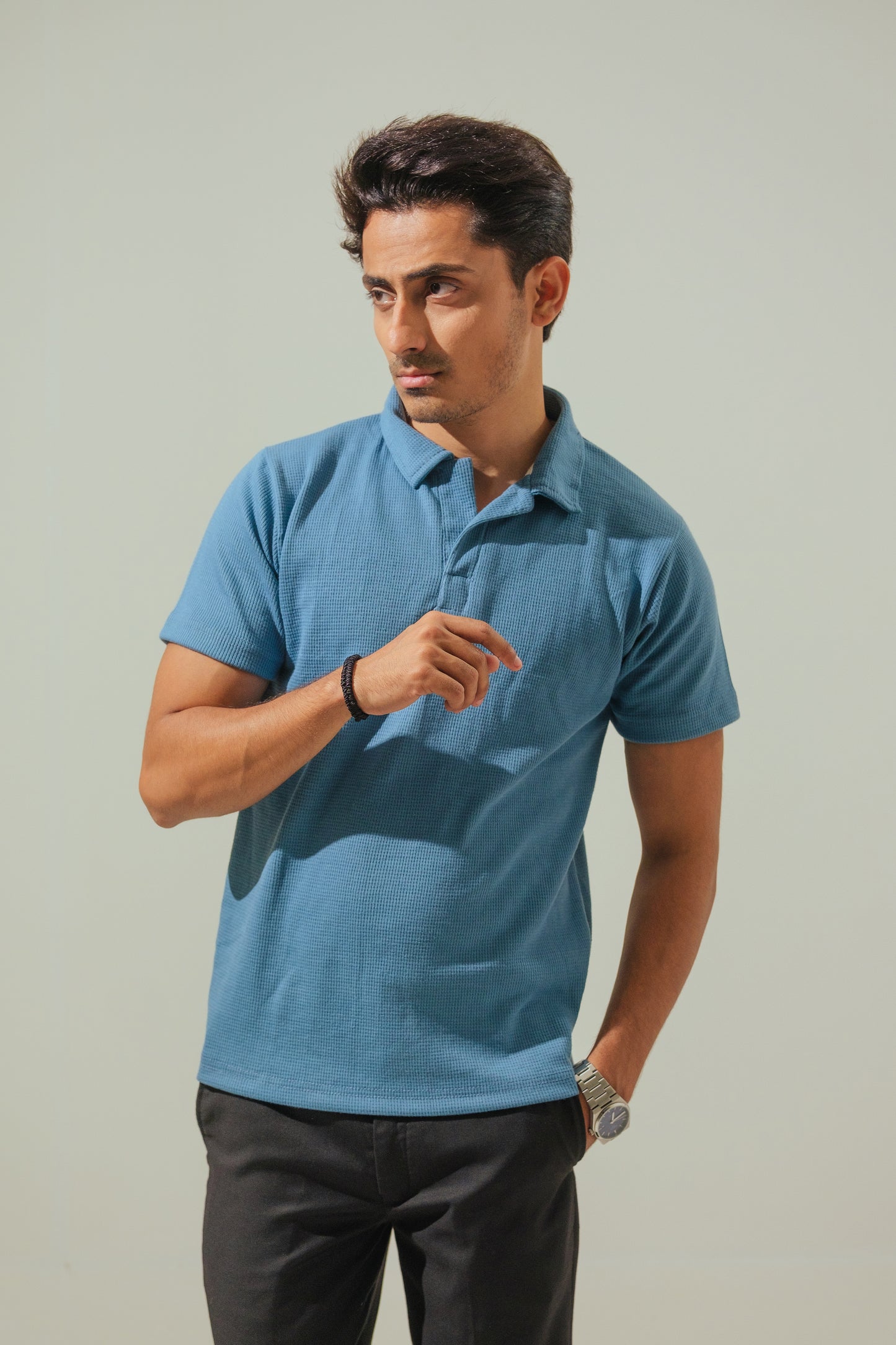 Knitted Polo – Denim Blue