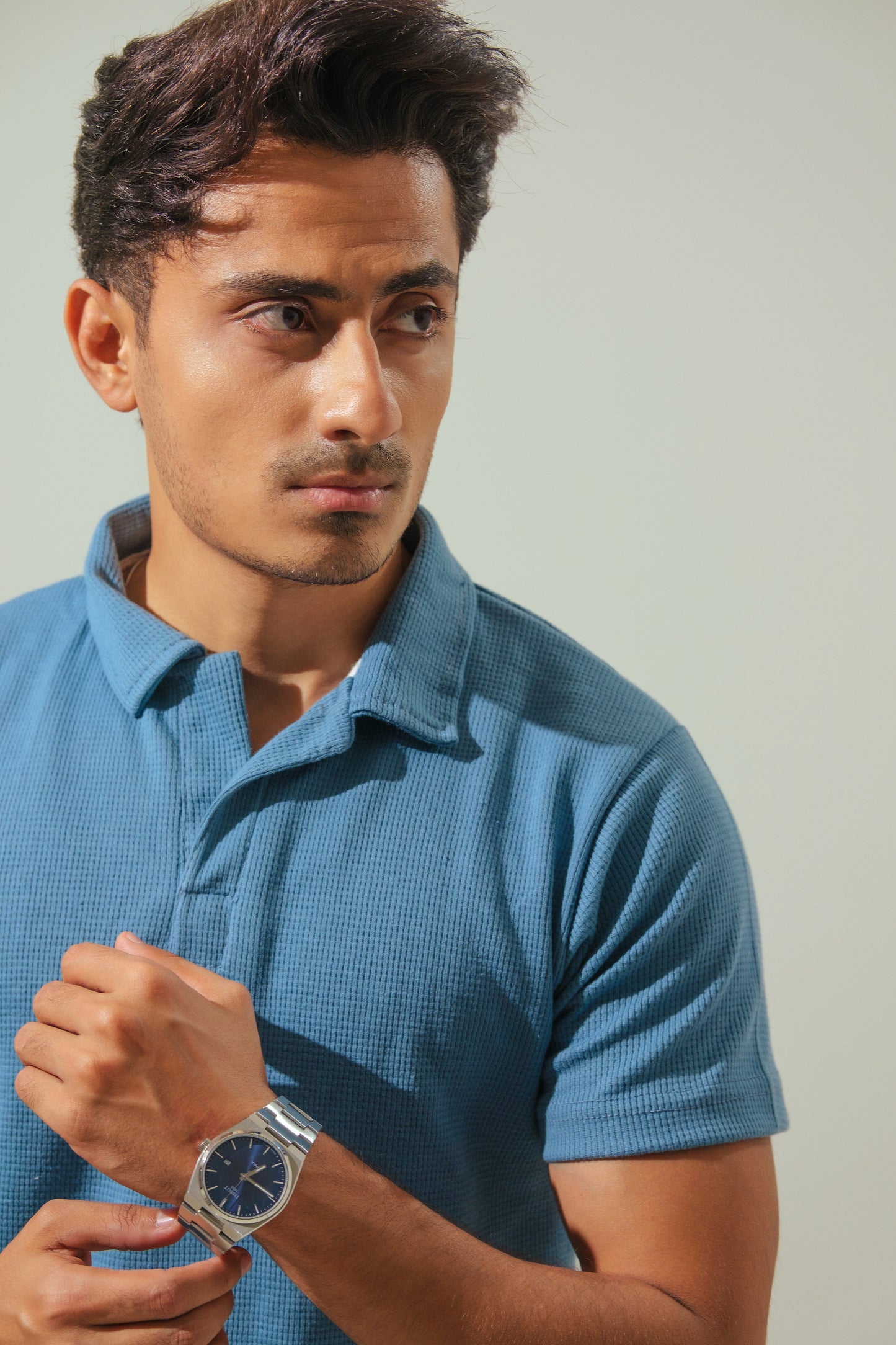 Knitted Polo – Denim Blue