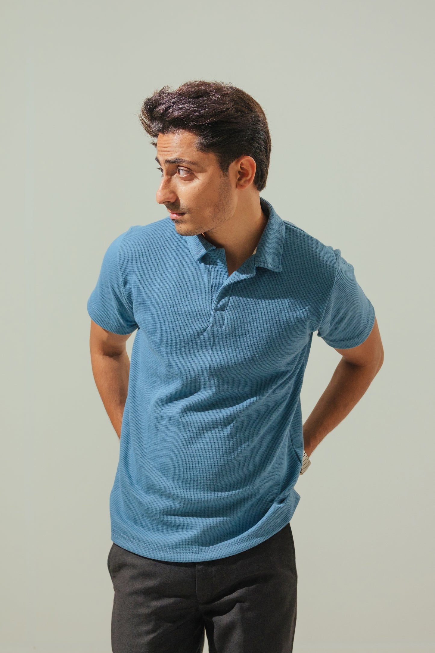Knitted Polo – Denim Blue