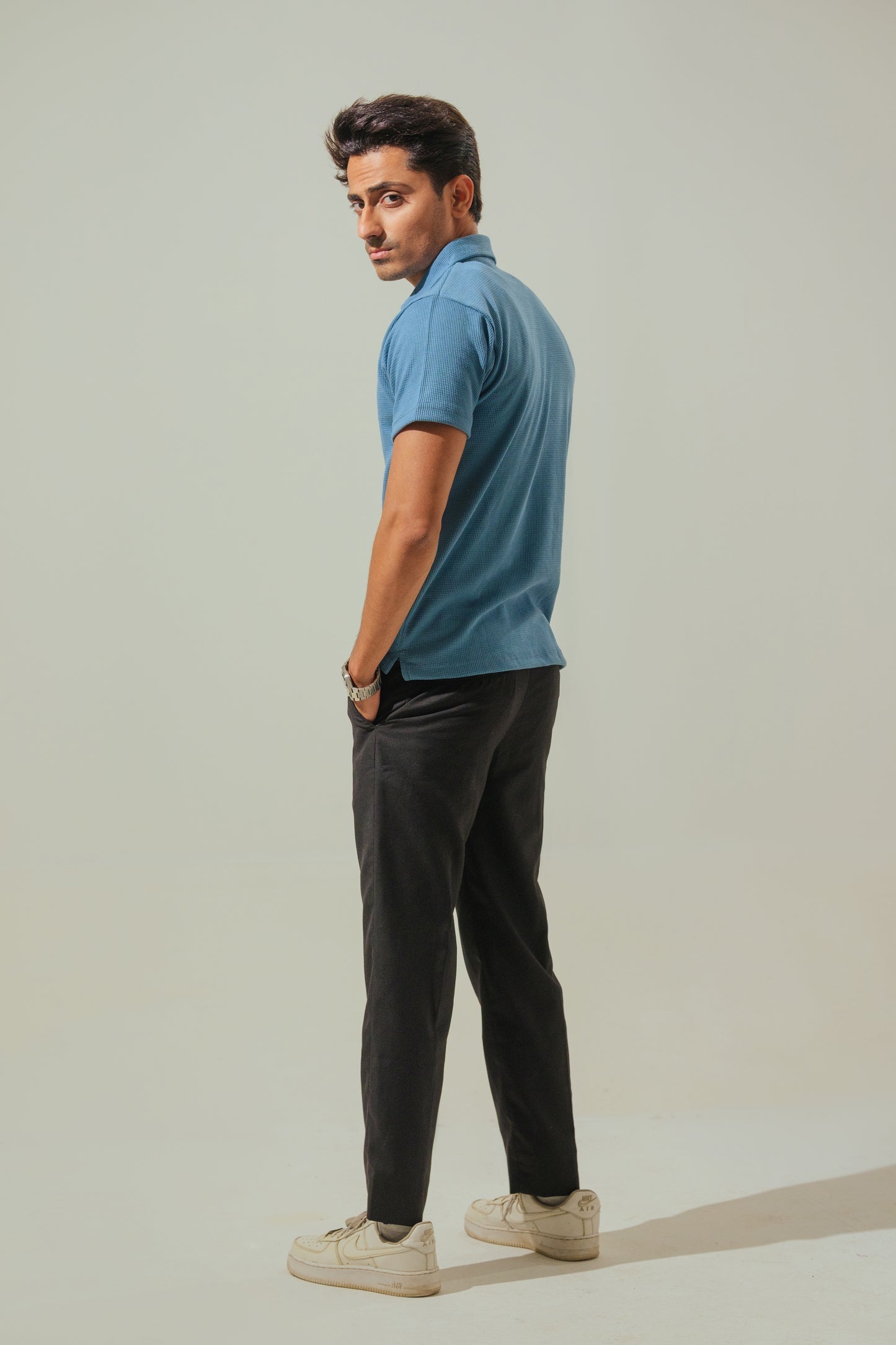 Knitted Polo – Denim Blue