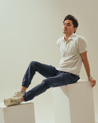 Knitted Polo – Ash White