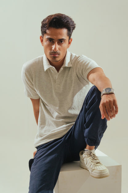 Knitted Polo – Ash White