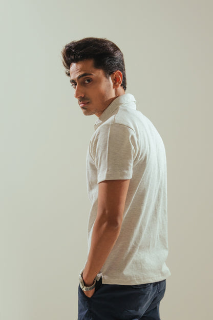 Knitted Polo – Ash White