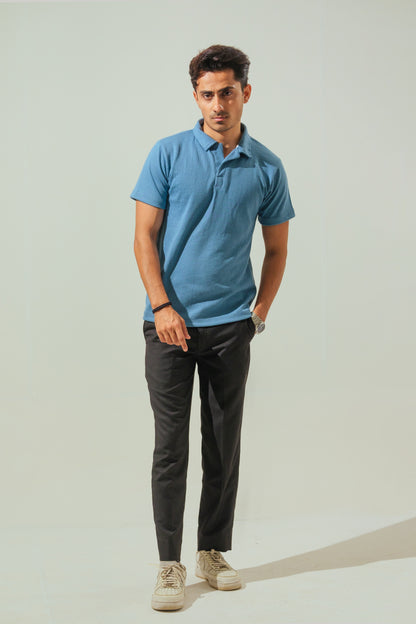 Knitted Polo – Denim Blue