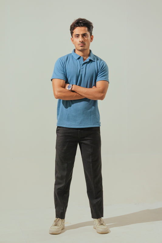 Knitted Polo – Denim Blue